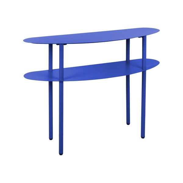 Modrý kovový konzolový stolík 28x90 cm Cool Retro – Leitmotiv