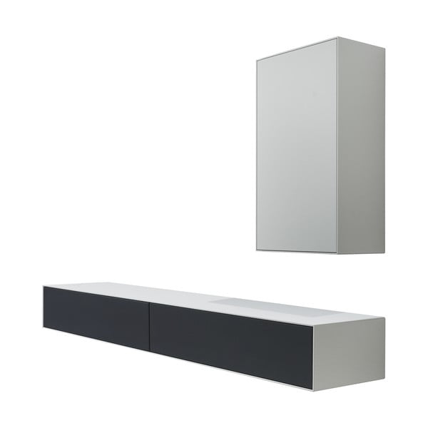 Súprava bieleho TV stolíka a skrinky Edge by Hammel-image-3