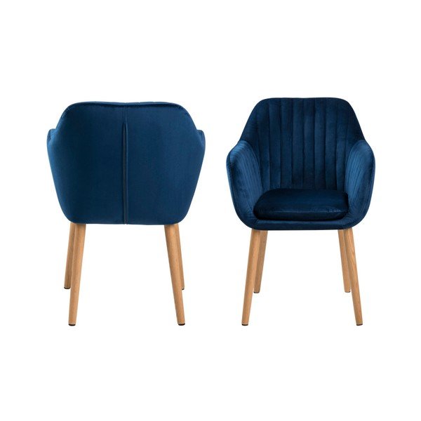 Tmavomodré čalúnené jedálenské kreslo s podrúčkami Emilia – Actona-image-4