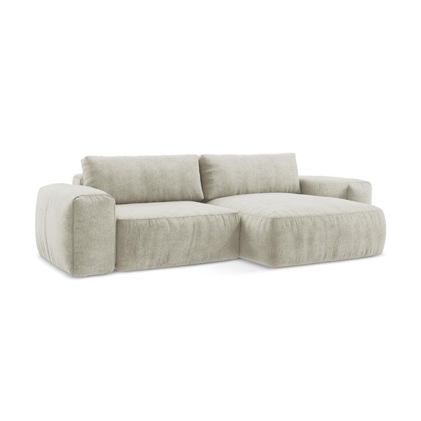 Béžová ženilková rozkladacia rohová pohovka (pravý roh/s leňoškou) Kuki – Makamii-image-2