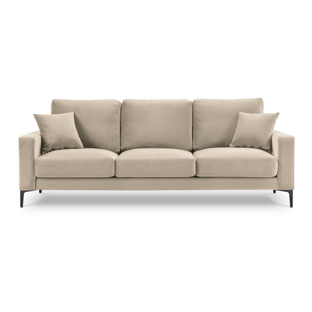 Béžová zamatová pohovka Kooko Home Harmony, 220 cm