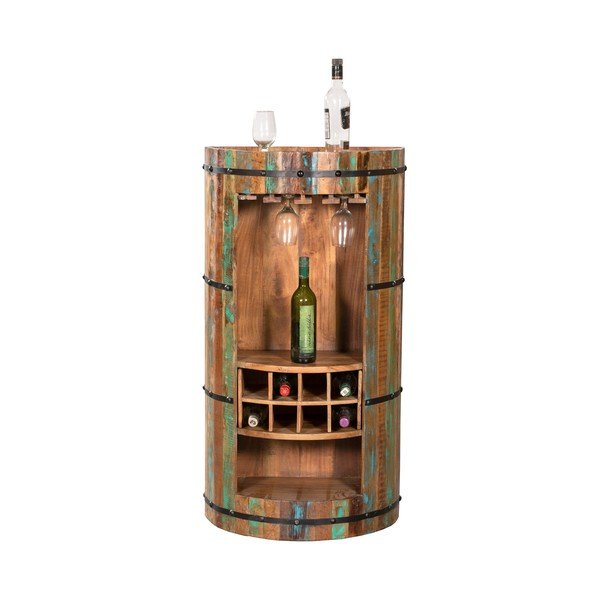 Vinotéka z recyklovaného dreva v prírodnej farbe na 8 fliaš, 60x115 cm Kaveri – Interia Home & Living-image-2