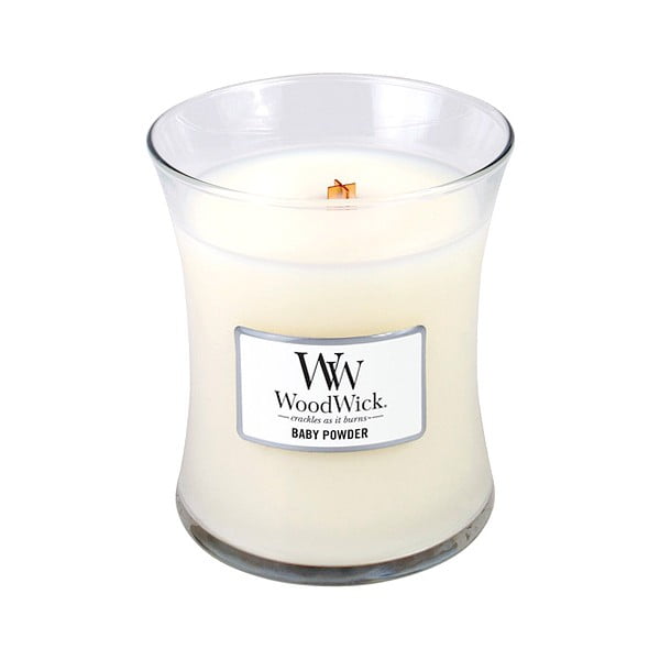 Sviečka s vôňou vanilky, medu a ruže Woodwick Detský púder, doba horenia 60 hodín