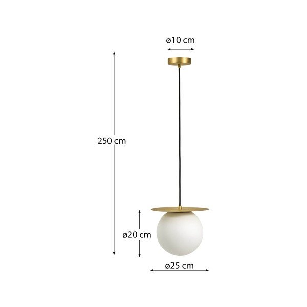 Biele/v zlatej farbe kovové závesné svietidlo so skleneným tienidlom ø 25 cm Brisia – Kave Home-image-4