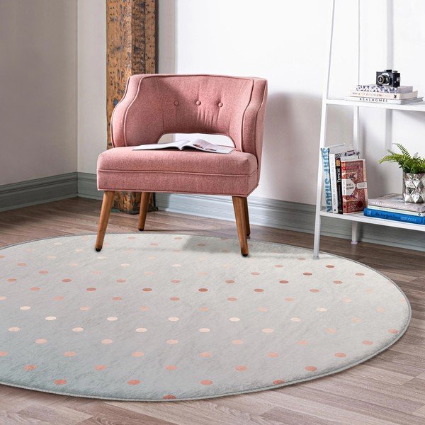 Prateľný okrúhly koberec v sivo-medenej farbe vhodný pre robotické vysávače ø 80 cm Comfort – Mila Home-image-1