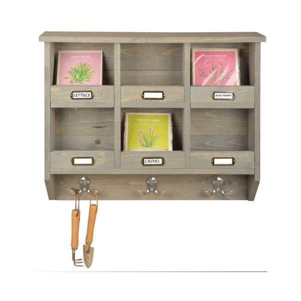Nástenný organizér z borovicového dreva Esschert Design, šírka 57 cm