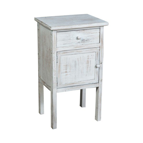 Biely drevený nočný stolík Biscottini Bedside-image-1