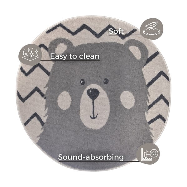 Sivý detský koberec ø 140 cm Bear – Hanse Home-image-4
