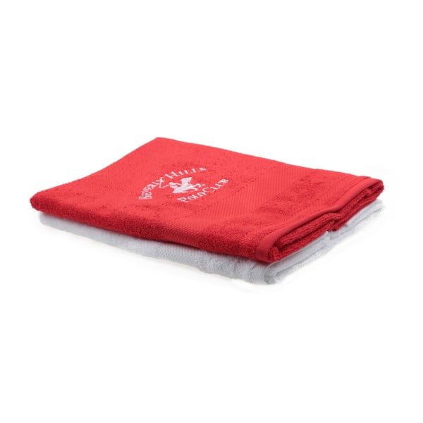Sada červeného a bílého uteráka Beverly Hills Polo Club Tommy Orj, 50 × 100 cm