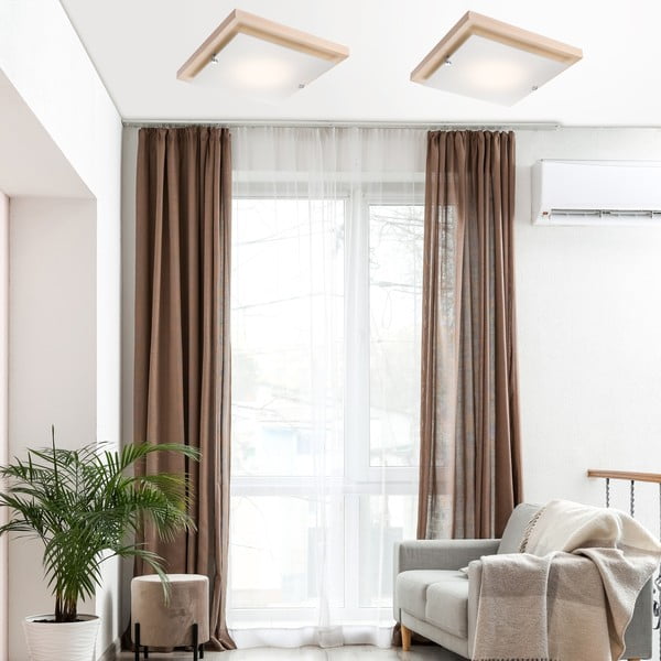 Stropné svietidlo v hnedo-prírodnej farbe 30x30 cm Pedro – LAMKUR-image-1