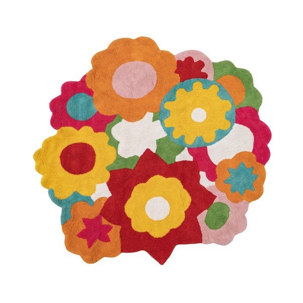 Bavlnený detský koberec ø 150 cm Flowers – Ixia