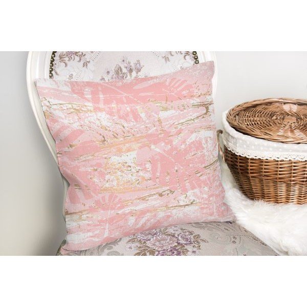 Obliečka na vankúš Minimalist Cushion Covers Pink Leafes Brush, 45 x 45 cm-image-1