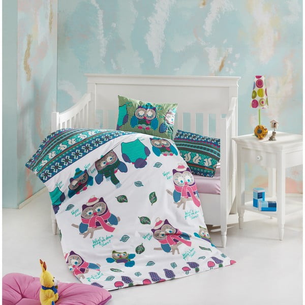 Set bavlnenej detskej obliečky s plachtou Nazenin Home Owly, 100 × 150 cm
