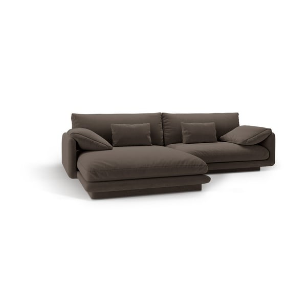 Hnedá zamatová rohová pohovka (ľavý roh/s leňoškou) Torino – Micadoni -image-2