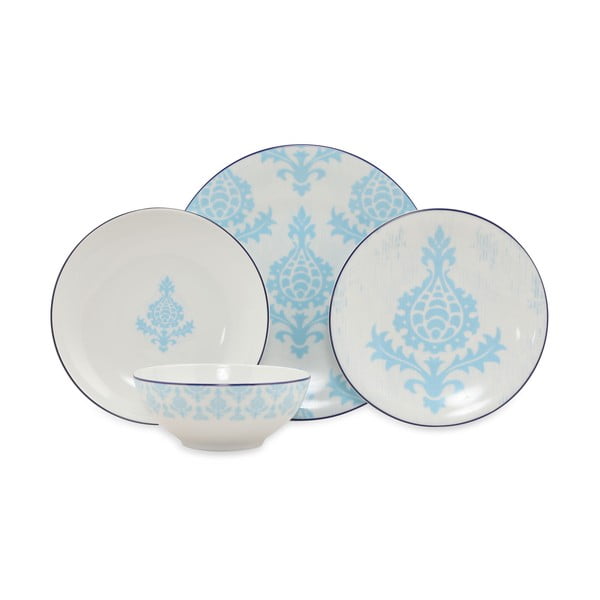 24-dielna súprava bielo-modrého porcelánového riadu Kütahya Porselen Ornaments