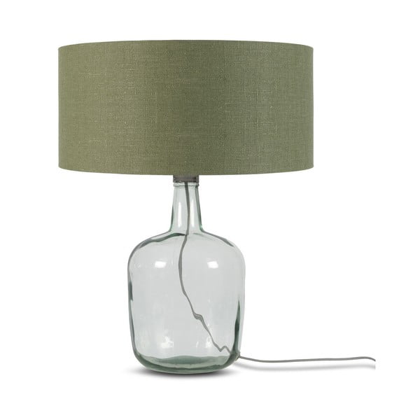 Stolová lampa s tmavozeleným tienidlom a konštrukciou z recyklovaného skla Good&Mojo Murano, ⌀ 47 cm