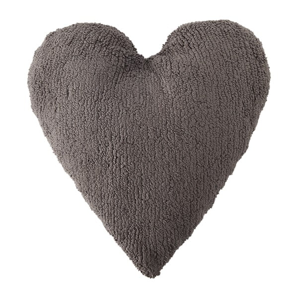 Tmavosivý bavlnený ručne vyrobený vankúš Lorena Canals Heart, 47 x 50 cm