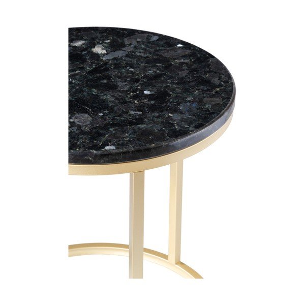 Čierny žulový stolík s podnožím v zlatej farbe RGE Crystal, ⌀ 50 cm-image-2
