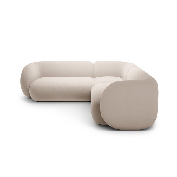 Béžová zamatová rohová pohovka Kate – Micadoni -image-2