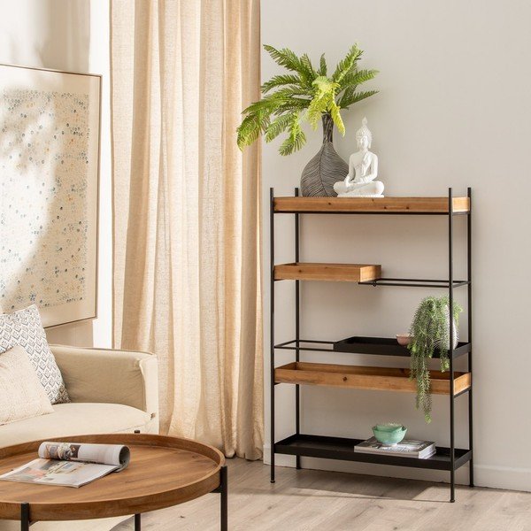 Čierny kovový regál 85x130 cm – Ixia-image-1