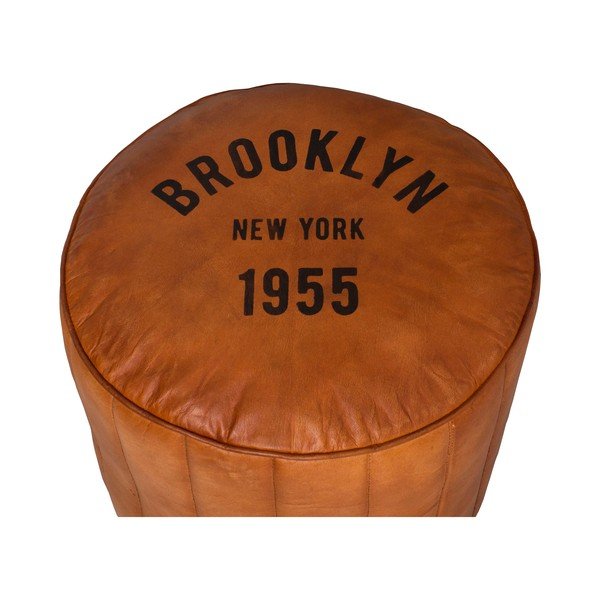 Koňakovohnedý kožený taburet Brooklyn – Antic Line-image-1