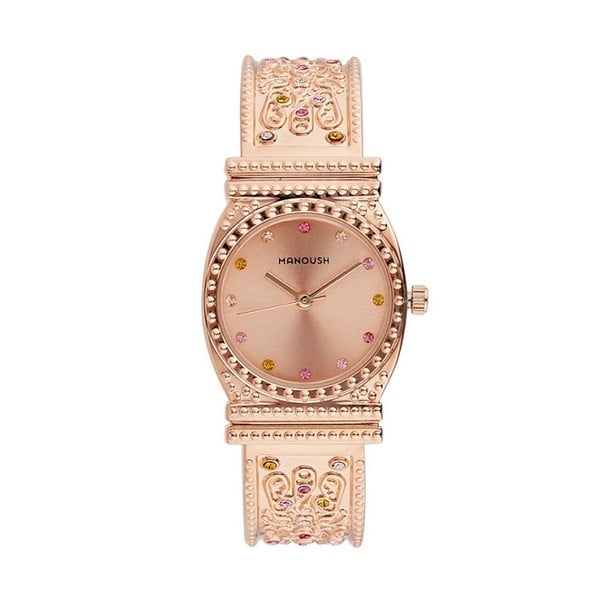 Dámske hodinky vo farbe ružového zlata s kryštálmi Manoush Afrodité