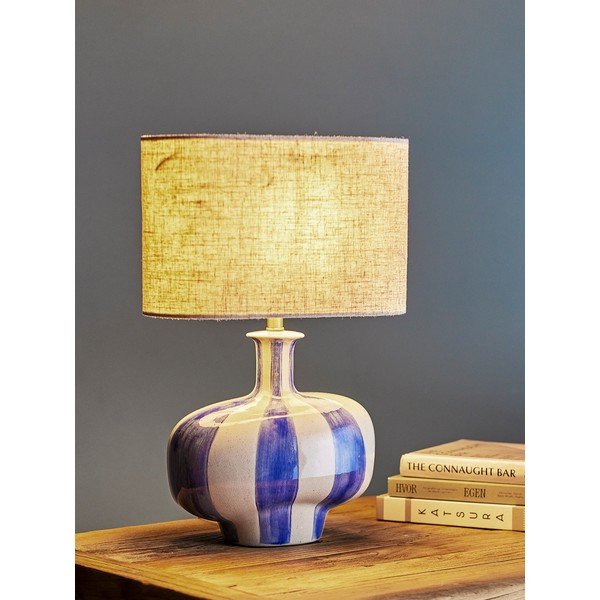 Keramická stolová lampa s textilným tienidlom (výška  46 cm) Alida – Bloomingville-image-1