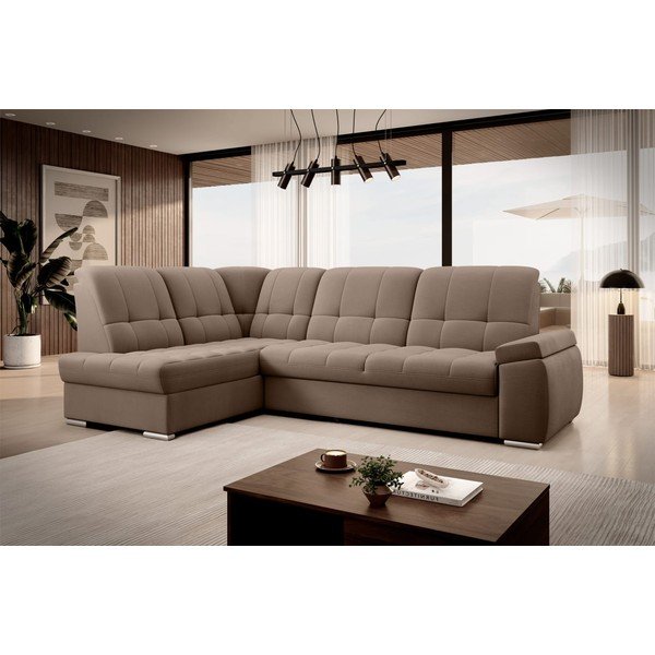 Hnedá zamatová rozkladacia/s úložným priestorom rohová pohovka (ľavý roh/do L) Sado – ELTAP-image-4