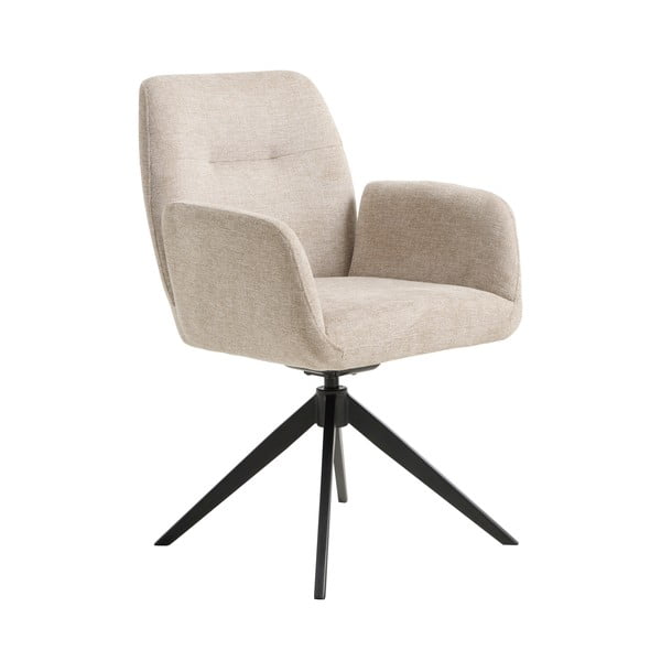 Krémovobiele čalúnené jedálenské kreslo s podrúčkami Roxana – Unique Furniture