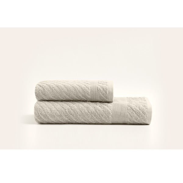 Svetlobéžové bavlnené uteráky a osušky v súprave 2 ks - Foutastic