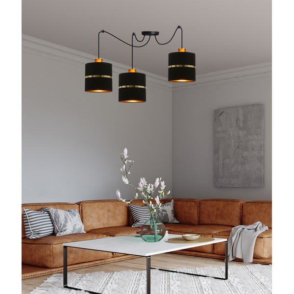 Čierne závesné svietidlo s textilným tienidlom ø 15 cm Assam – Candellux Lighting-image-1