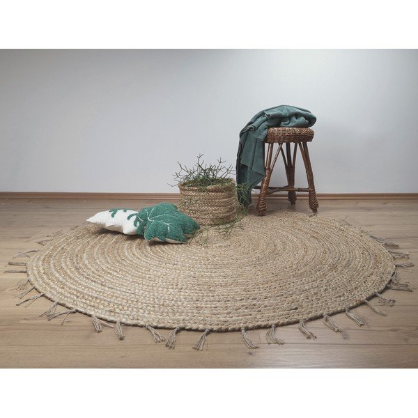 Hnedý ručne vyrobený koberec Nattiot Abha, ø 140 cm-image-1