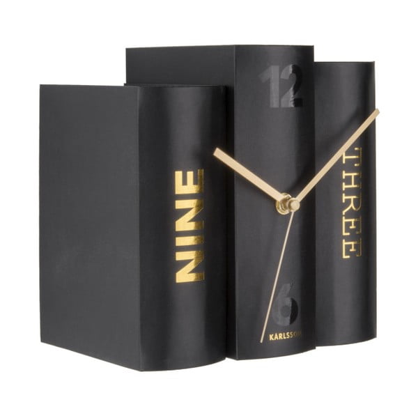 Čierne stolové hodiny v tvare kníh Karlsson-image-1
