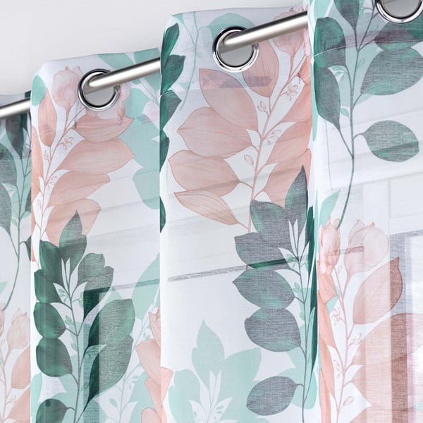 Bielo-zelená voálová záclona 140x280 cm Belline – douceur d'intérieur-image-1