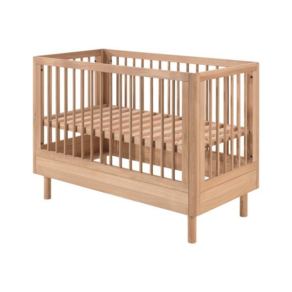 Postieľka z dubového dreva s nastaviteľnou výškou 60x120 cm v prírodnej farbe Forrest – Vipack-image-3