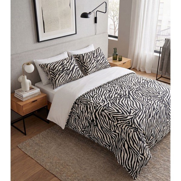 Čierne obliečky na dvojlôžko 200x200 cm Zebra – Mijolnir-image-1
