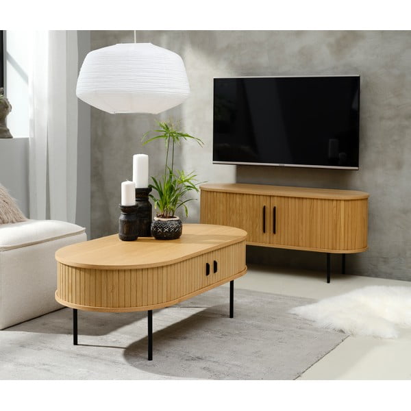 TV stolík v dekore duba v prírodnej farbe 120x56 cm Nola – Unique Furniture-image-1