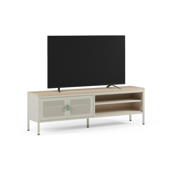 Krémovobiely/v prírodnej farbe kovový TV stolík 160x50x35 cm Sayla – Marckeric-image-2