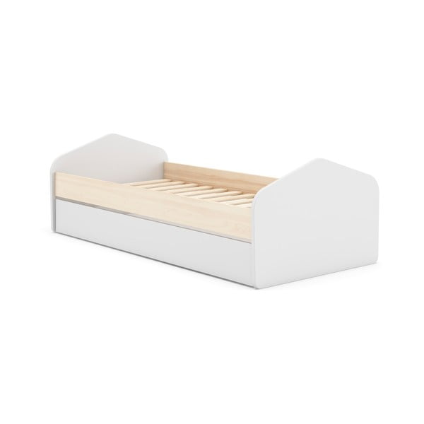 Biela/prírodná detská posteľ v dekore borovice s výsuvným lôžkom 90x200 cm Estefania – Marckeric-image-2