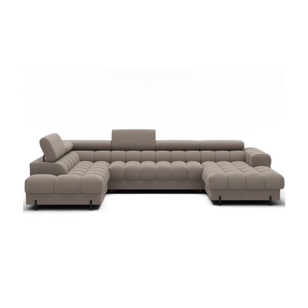 Svetlohnedá zamatová rozkladacia rohová pohovka (ľavý roh/do tvaru "U") Feraria – ELTAP