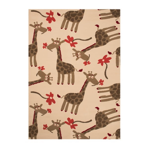 Detský hnedý koberec Zala Living Giraffe, 140 × 200 cm