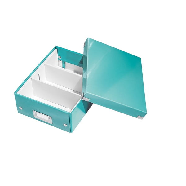 Tyrkysovomodrý kartónový úložný box s vekom Click&amp;Store - Leitz