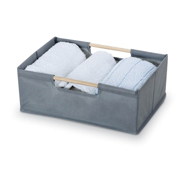 Sivý úložný box Domopak Saket, dĺžka 34 cm