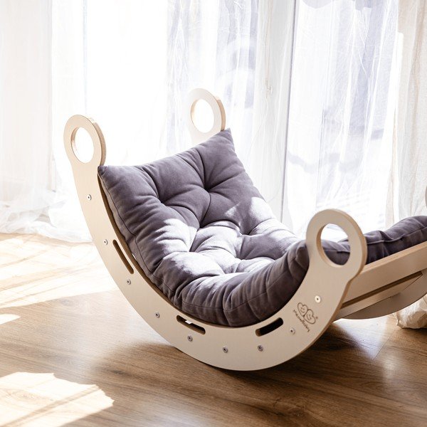 Ružová/v prírodnej farbe hojdačka z borovicového dreva 39x75x38 cm Montessori – Meowbaby-image-2