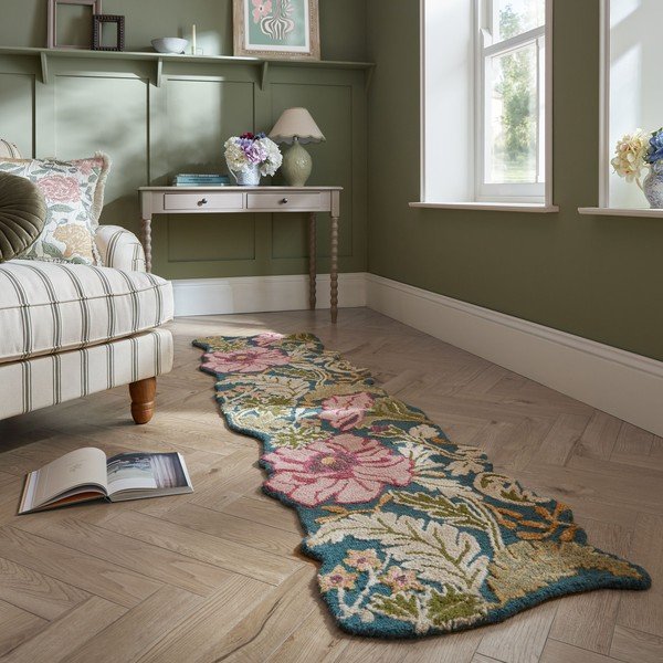 Ručne tkaný vlnený behúň 60x230 cm Daphne Shaped Floral – Flair Rugs-image-1