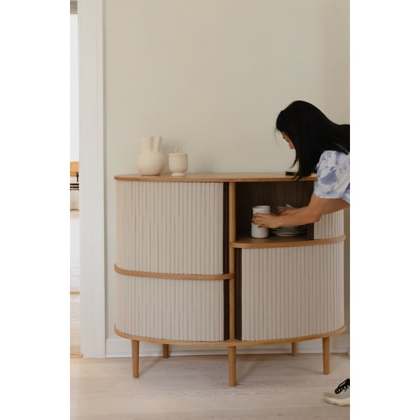 Skrinka v dekore duba s posuvnými dverami v béžovo-prírodnej farbe 120x100x50 cm Audacious – UMAGE-image-1