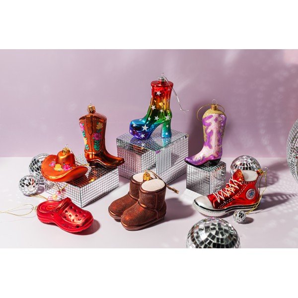 Sklenená vianočná ozdoba 7 cm Cowboy Boot – Sass & Belle-image-2