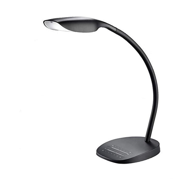 Čierna stolová LED lampa Trio Swan, výška 48 cm
