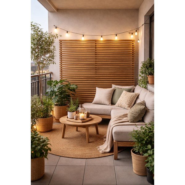 Drevená balkónová zástena v prírodnej farbe 153x185 cm – Hartman-image-2