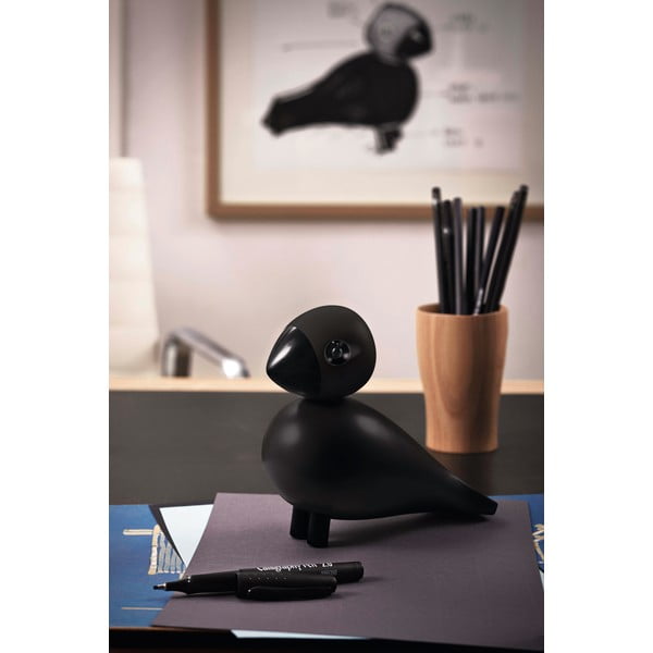 Čierna soška z masívneho bukového dreva Kay Bojesen Denmark Songbird Ravn-image-1